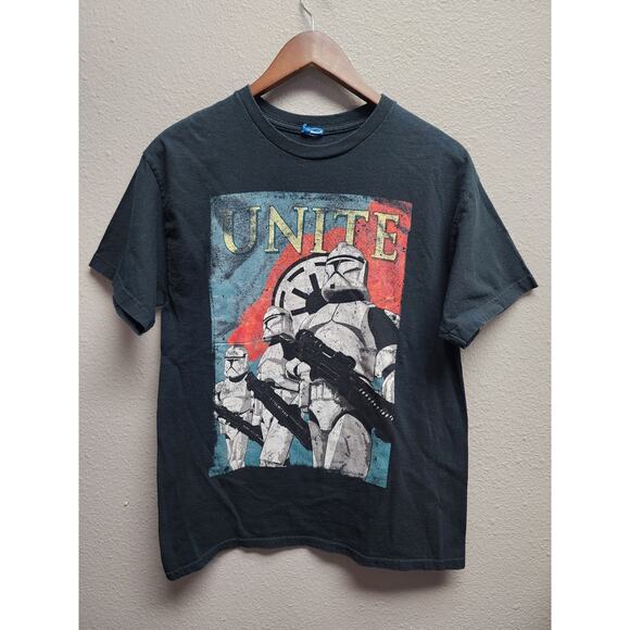Vintage Star Wars Shirt Unite Clone Trooper Graphic Black Tee Medium - Picture 1 of 7